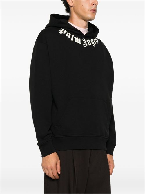 Felpa girocollo Palm Angels da uomo nera con logo bianco sul petto PALM ANGELS | PAMBB003FL0011003